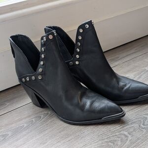 Marc Fisher Black Heeled Boots with Studded Detail